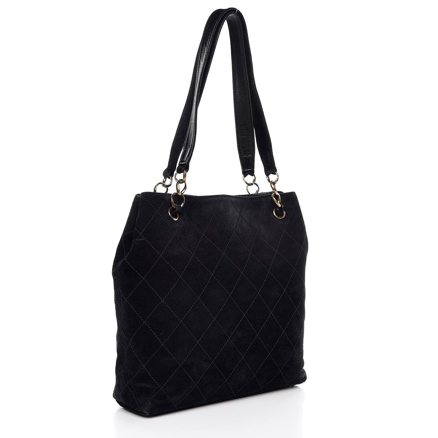 Chanel Suede Stitched Shoulder Bag Black 3 of 11