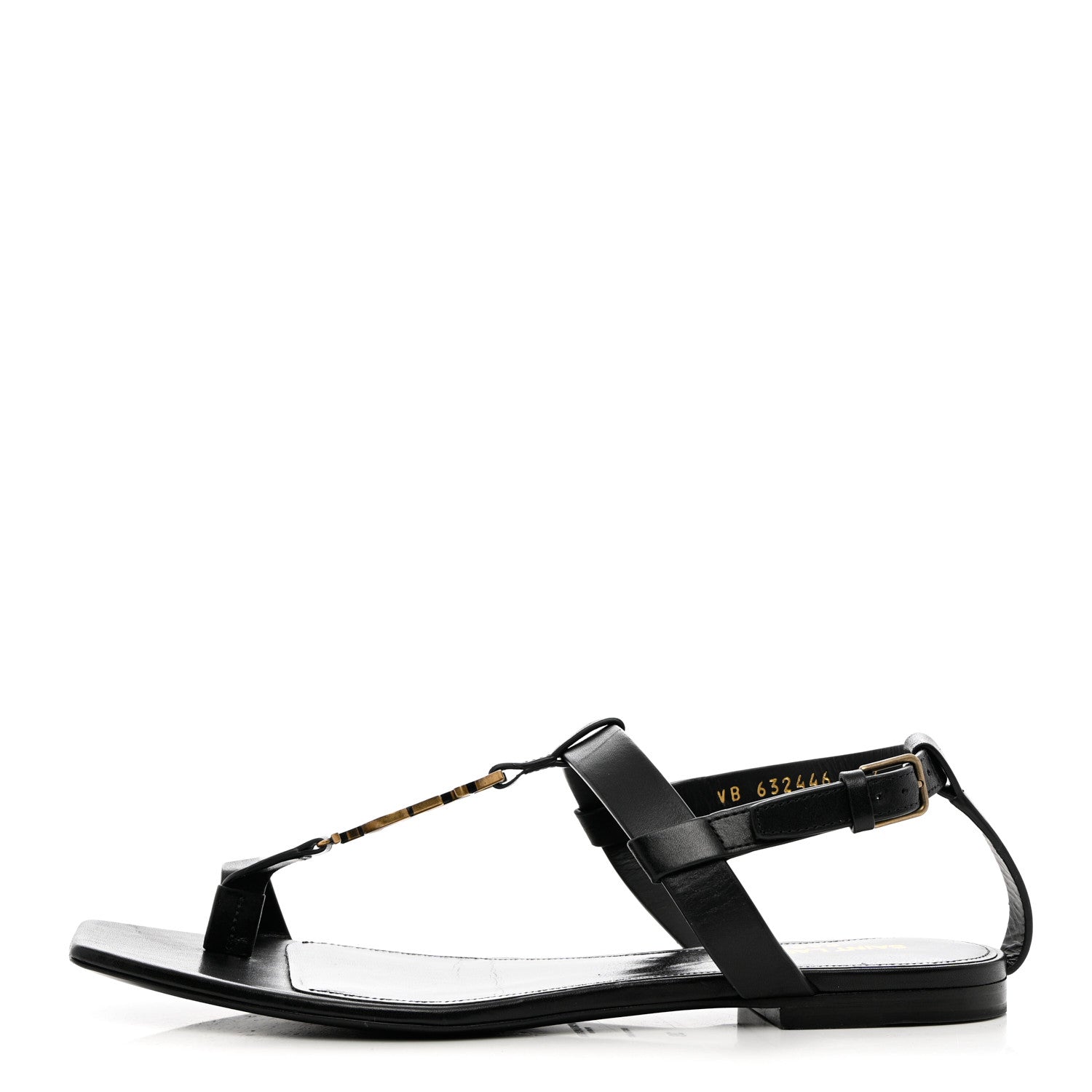 Saint Laurent Calfskin Cassandra Monogram Sandals 39 Black 1 of 12