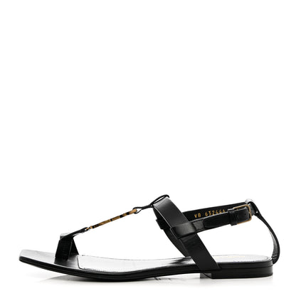 Saint Laurent Calfskin Cassandra Monogram Sandals 39 Black 1 of 12