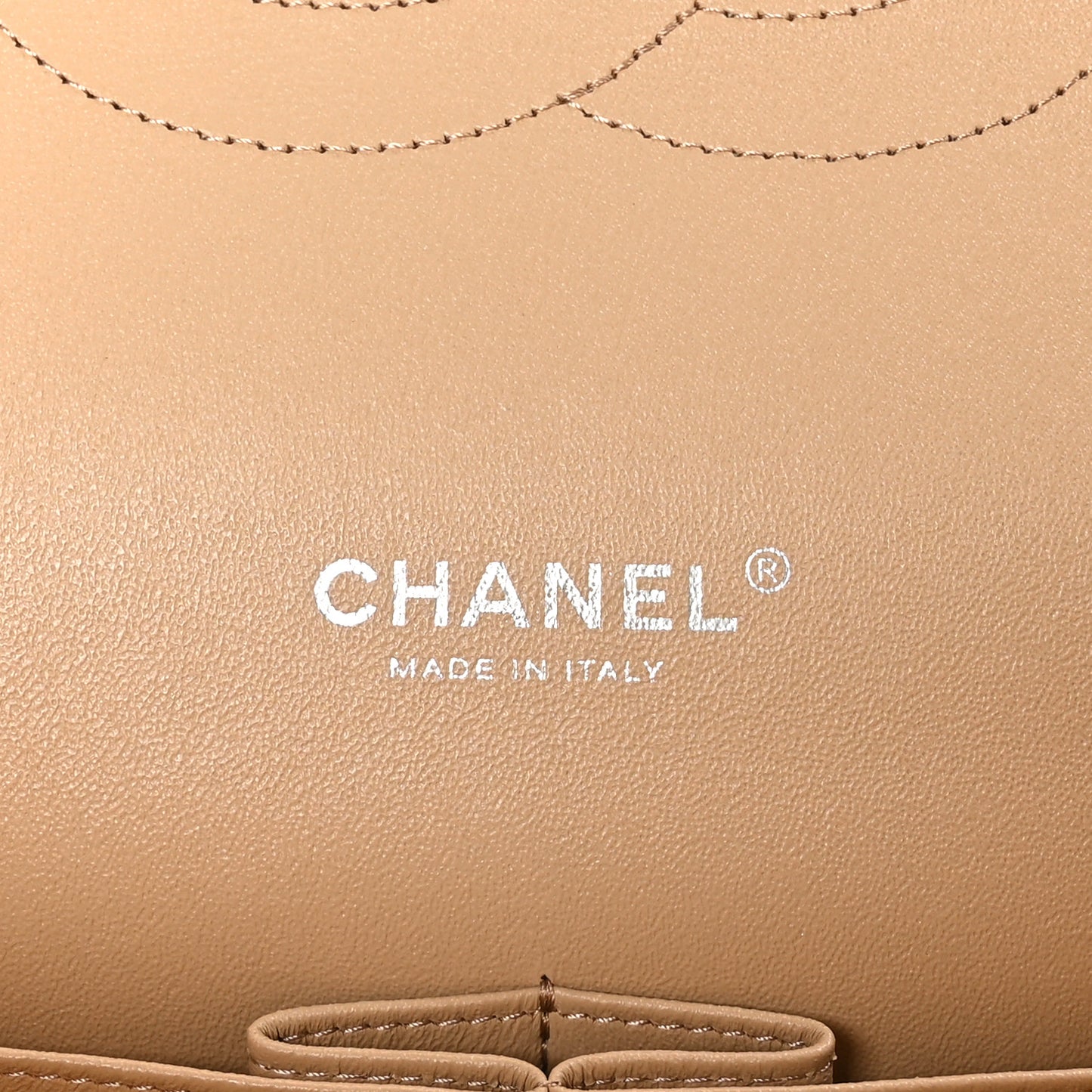 Lambskin Quilted Maxi Double Flap Beige