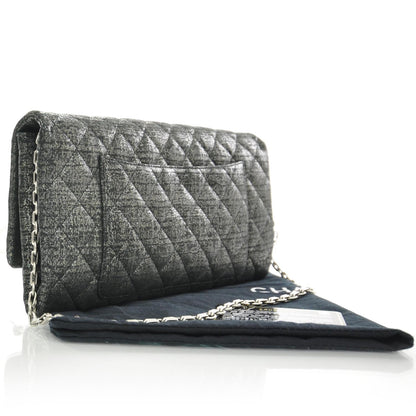 Chanel Glitter Fabric Quilted Clutch w Butterfly Chain 3 of 10