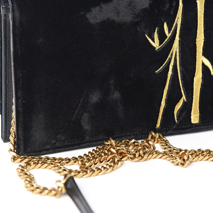 Saint Laurent Velvet Embroidered Bamboo Monogram Kate Chain Wallet Black 14 of 16