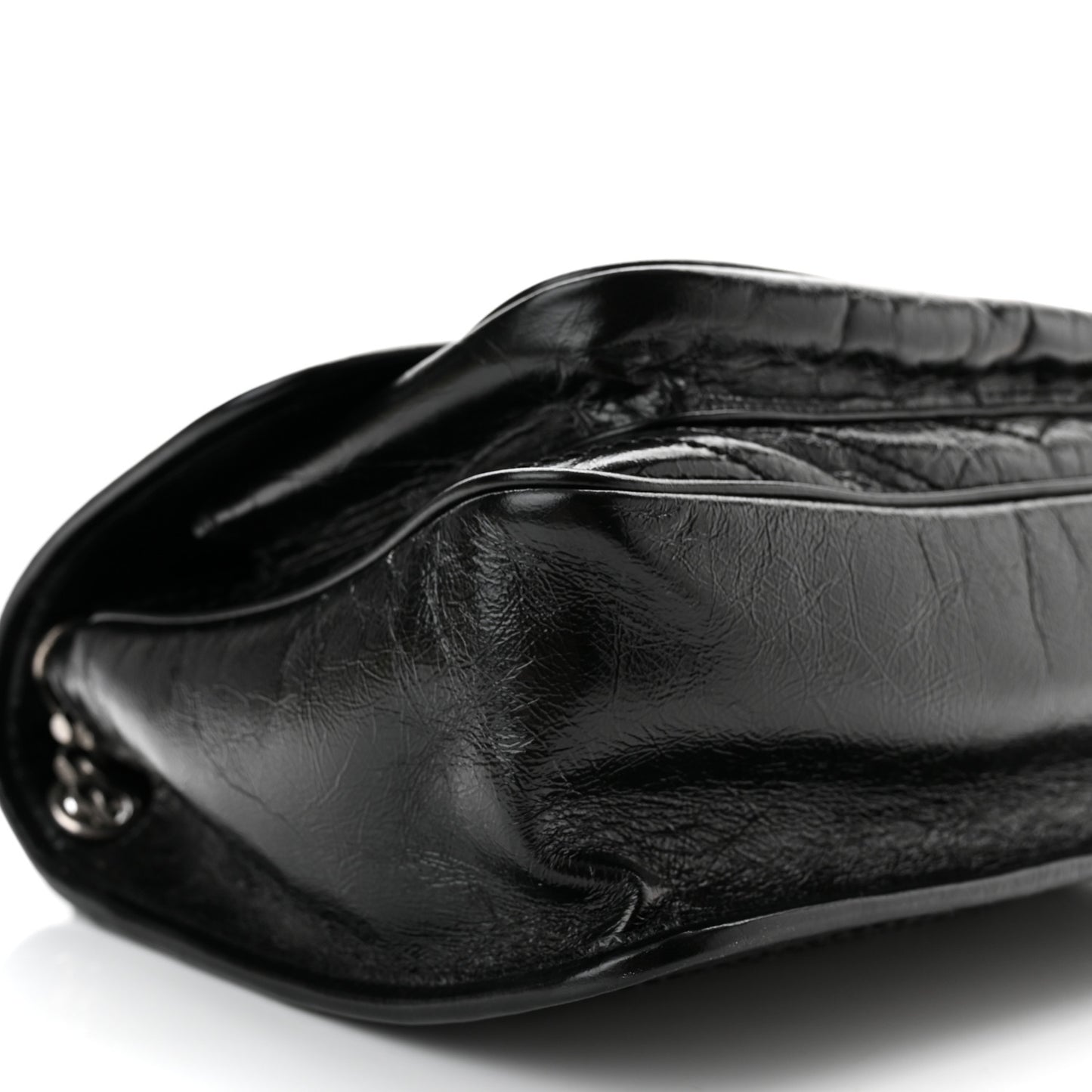 Crinkled Calfskin Matelasse Monogram Medium Niki Chain Satchel Black