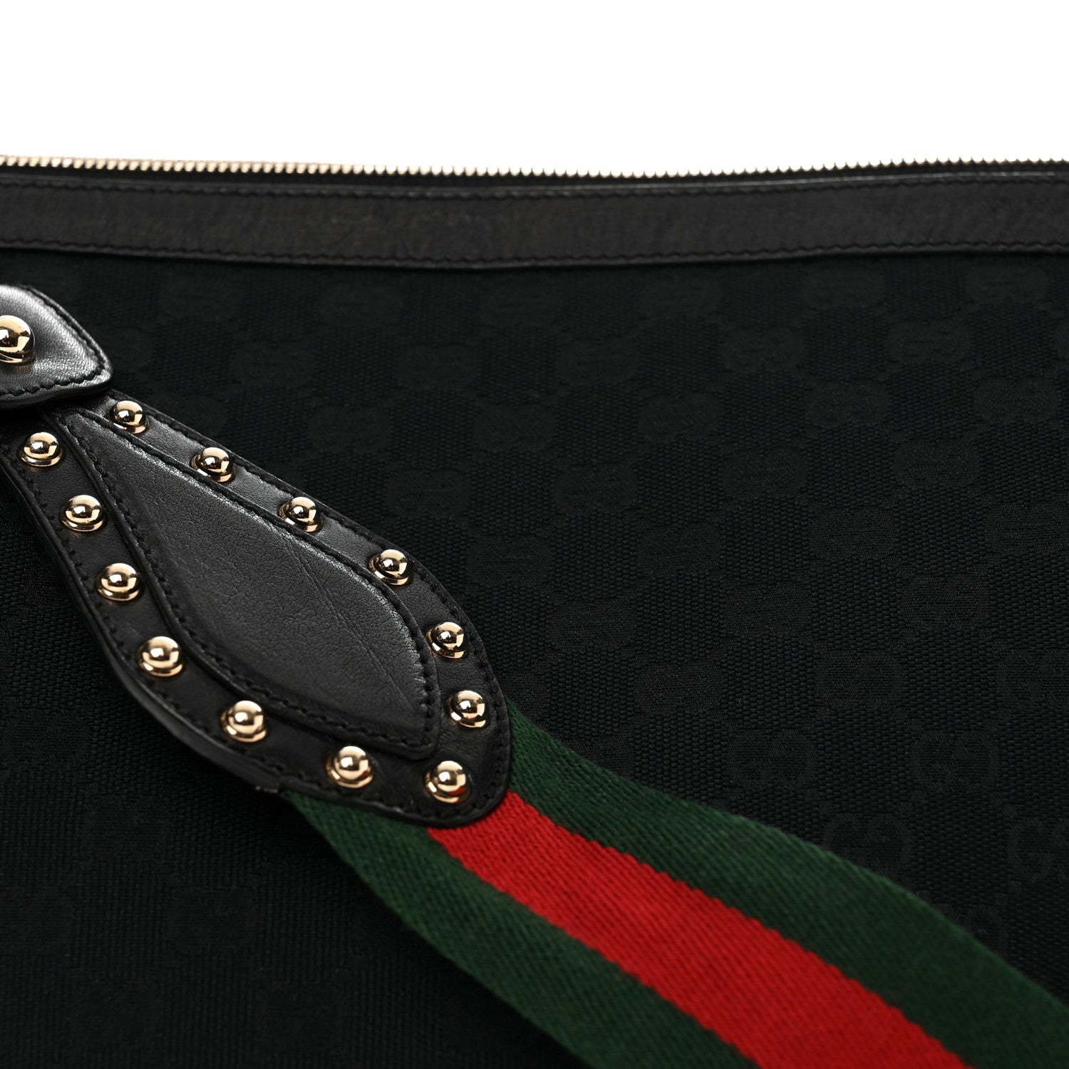 Gucci Monogram Pelham Studded Shoulder Bag Black 8 of 11