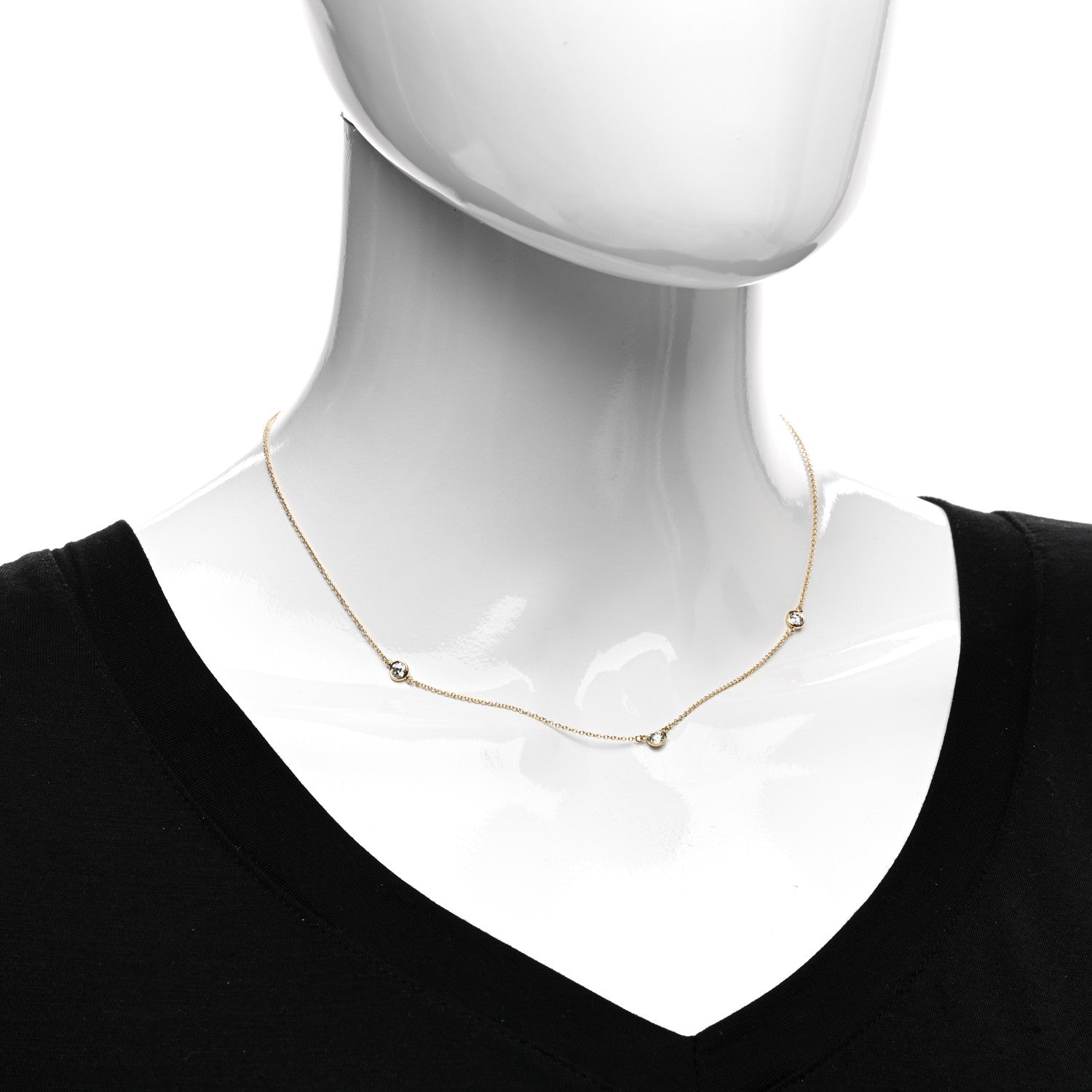 Tiffany 18K Yellow Gold Elsa Peretti Diamonds by the Yard 3 Station Necklace 2 of 4