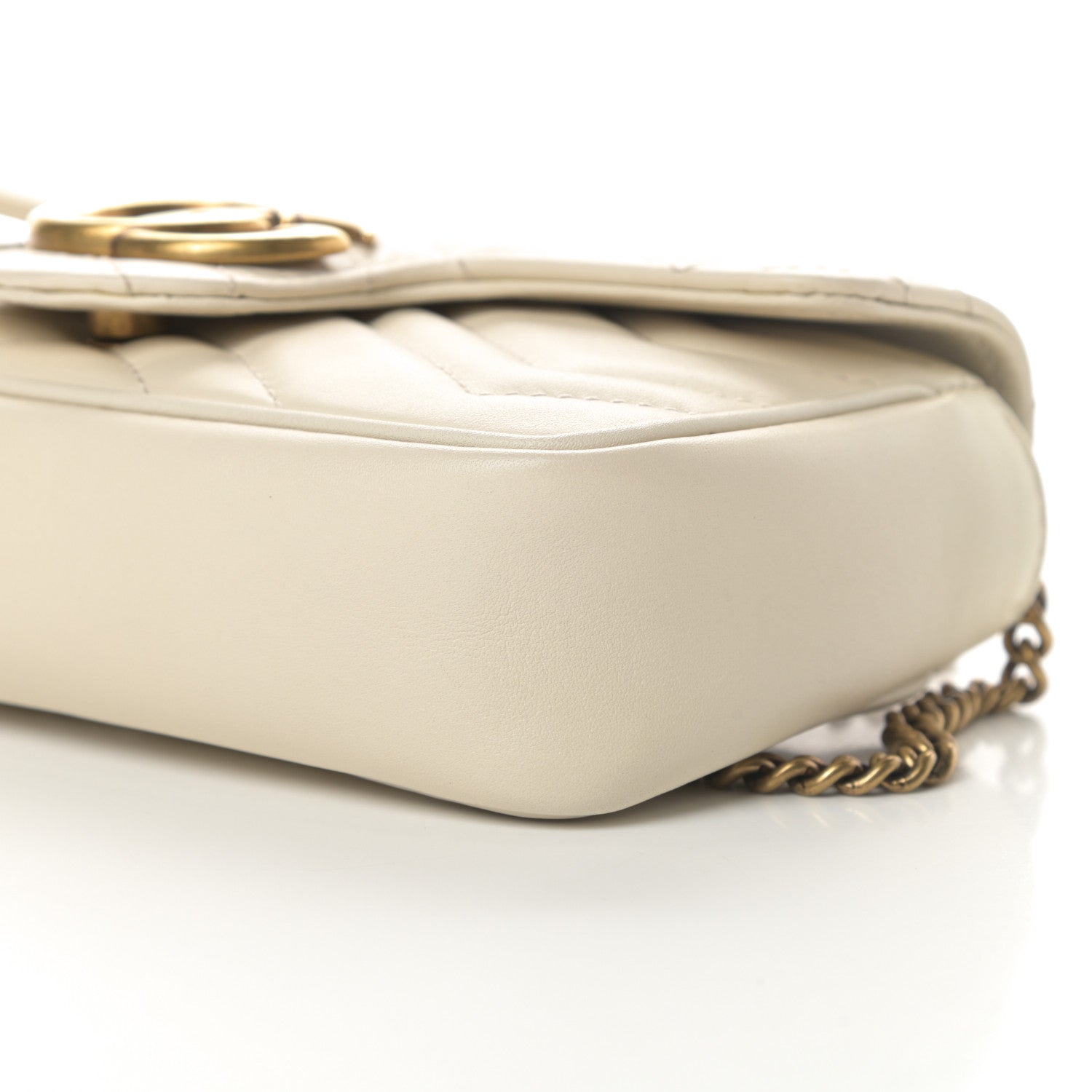 Gucci Calfskin Matelasse Super Mini GG Marmont Shoulder Bag White 10 of 11