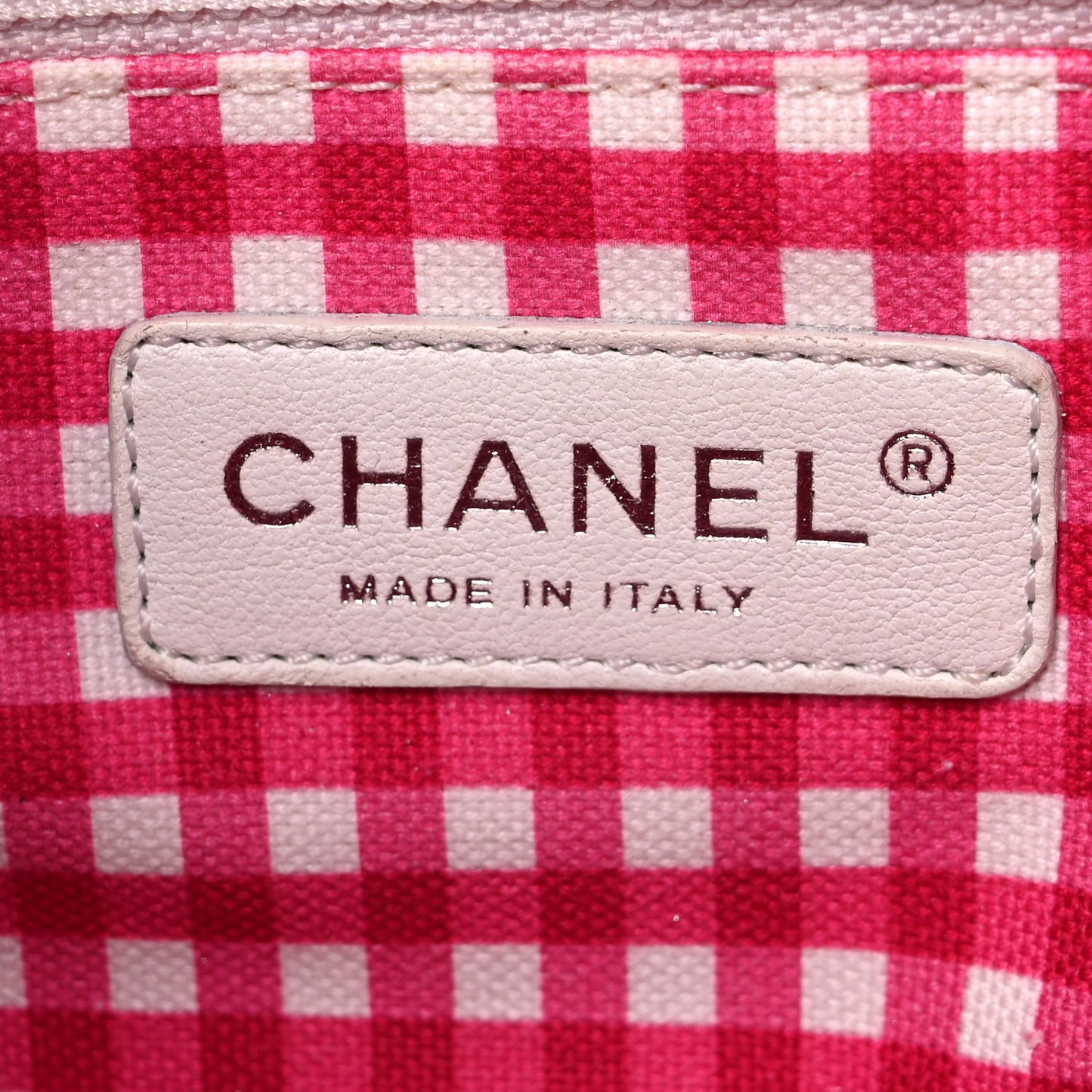 Canvas Gingham Printed Small CC Tote Pink White