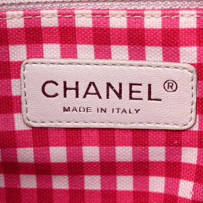 Chanel Canvas Gingham Printed Small CC Tote Pink White 6 of 13