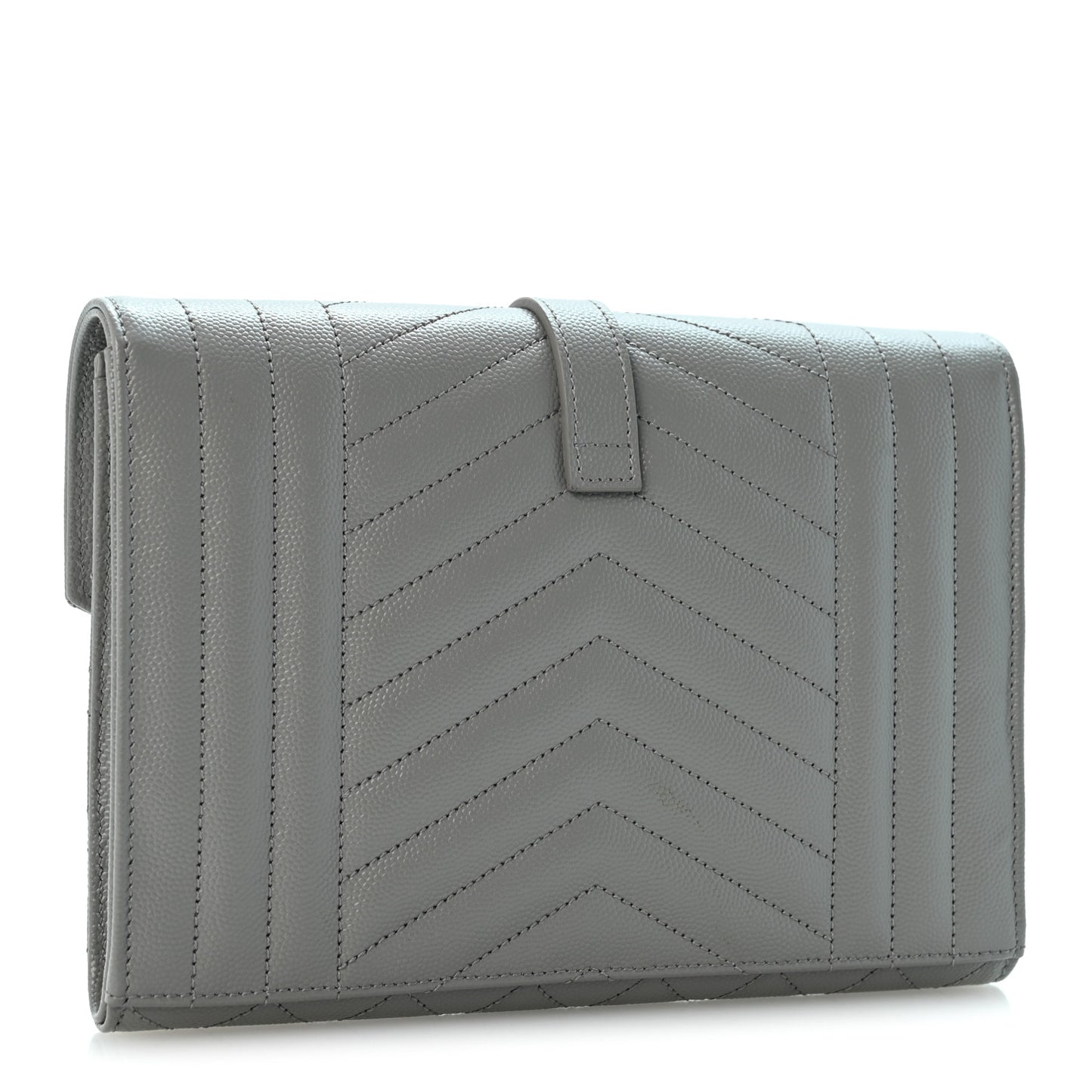 Grain De Poudre Textured Mixed Matelasse Triquilt Monogram Clutch New Stone Grey