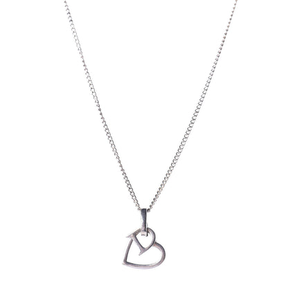 Christian Dior D Heart Charm Necklace Silver 1 of 4
