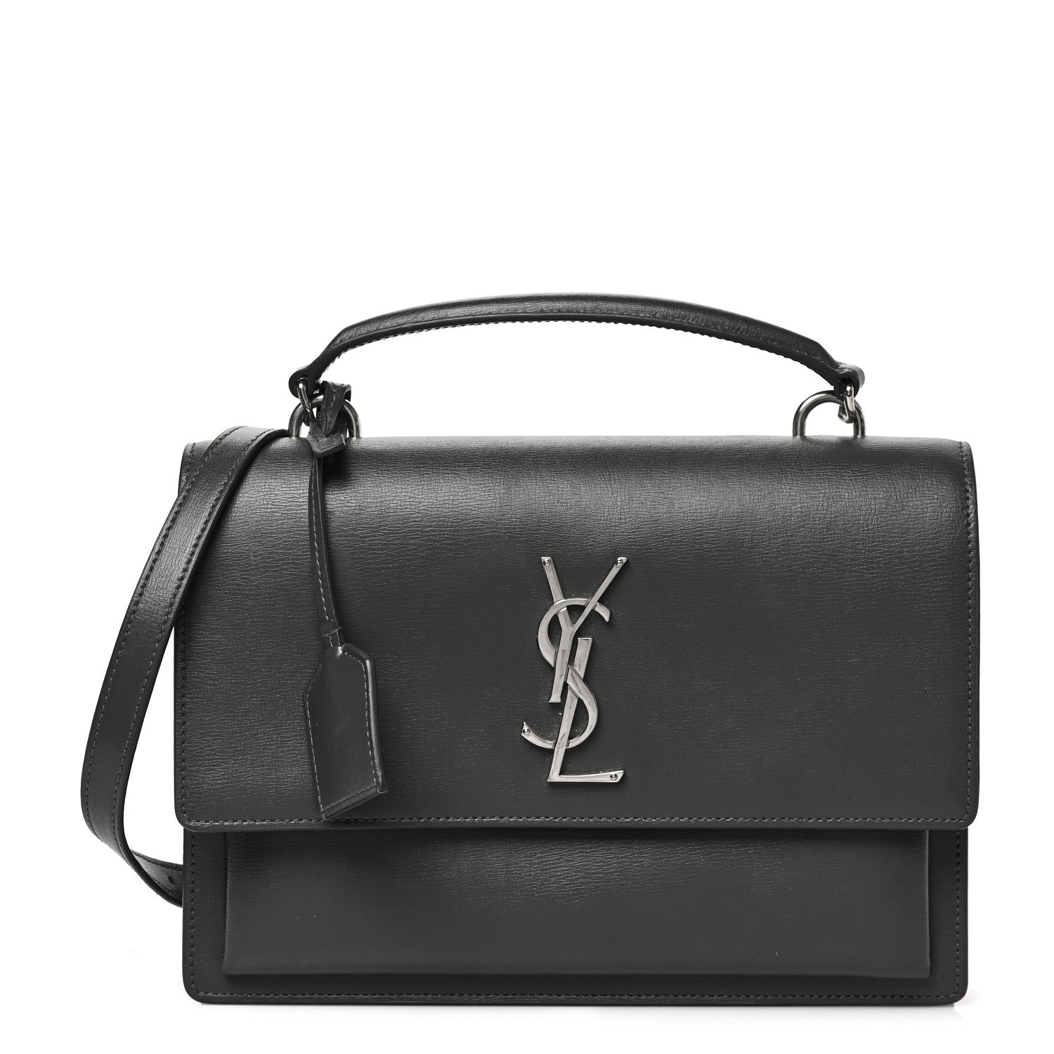Saint Laurent Smooth Calfskin Medium Monogram Sunset Satchel Anthracite 1 of 9