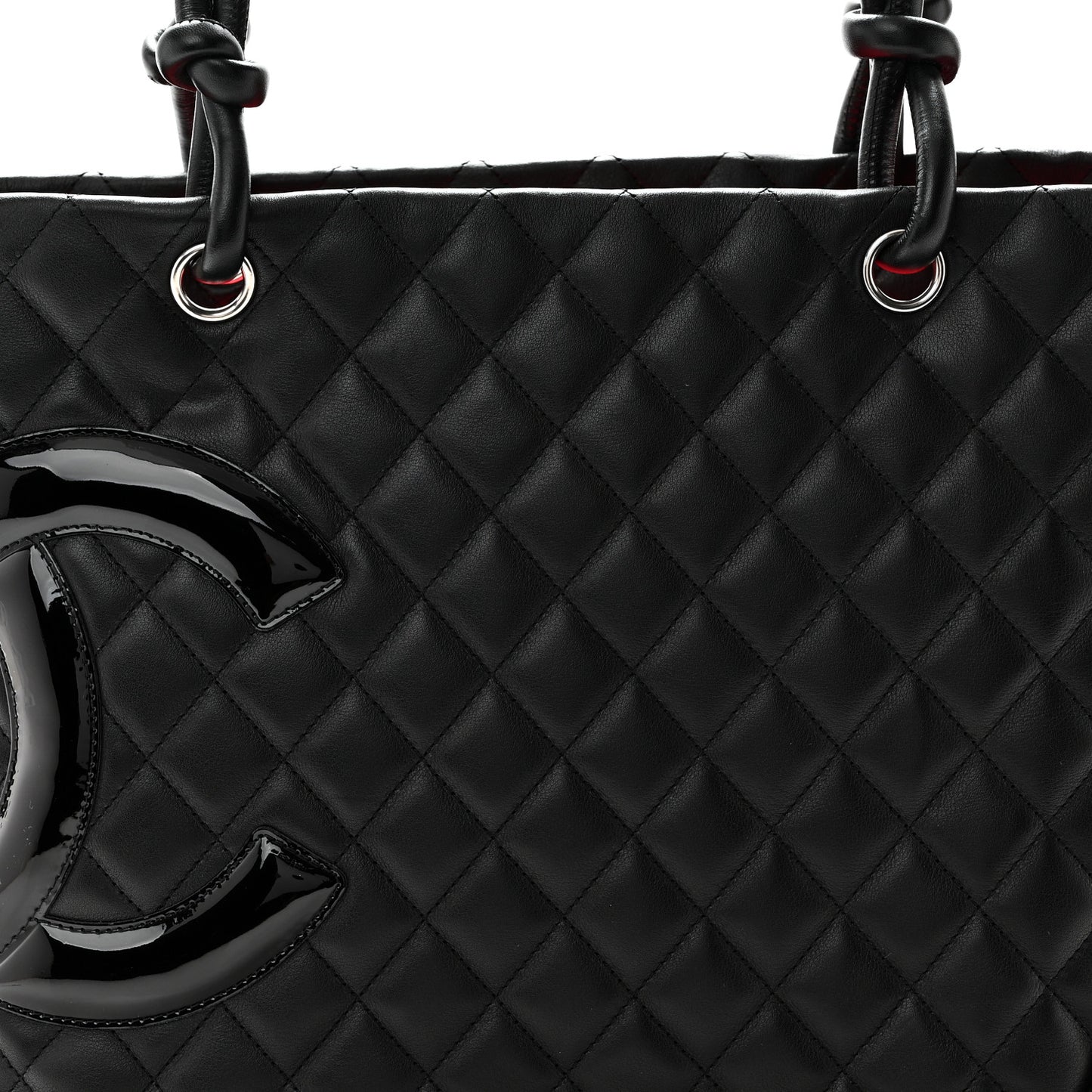 Calfskin Quilted Large Cambon Tote Black