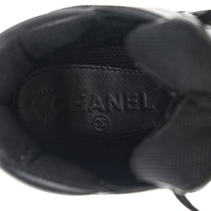 Chanel Suede Calfskin High Top CC Sneakers 37 Black 6 of 10