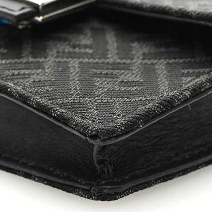 Fendi Recycled Fabric Jacquard Vitello Cover Micro FF Micro Flat Baguette Asfalto 9 of 9