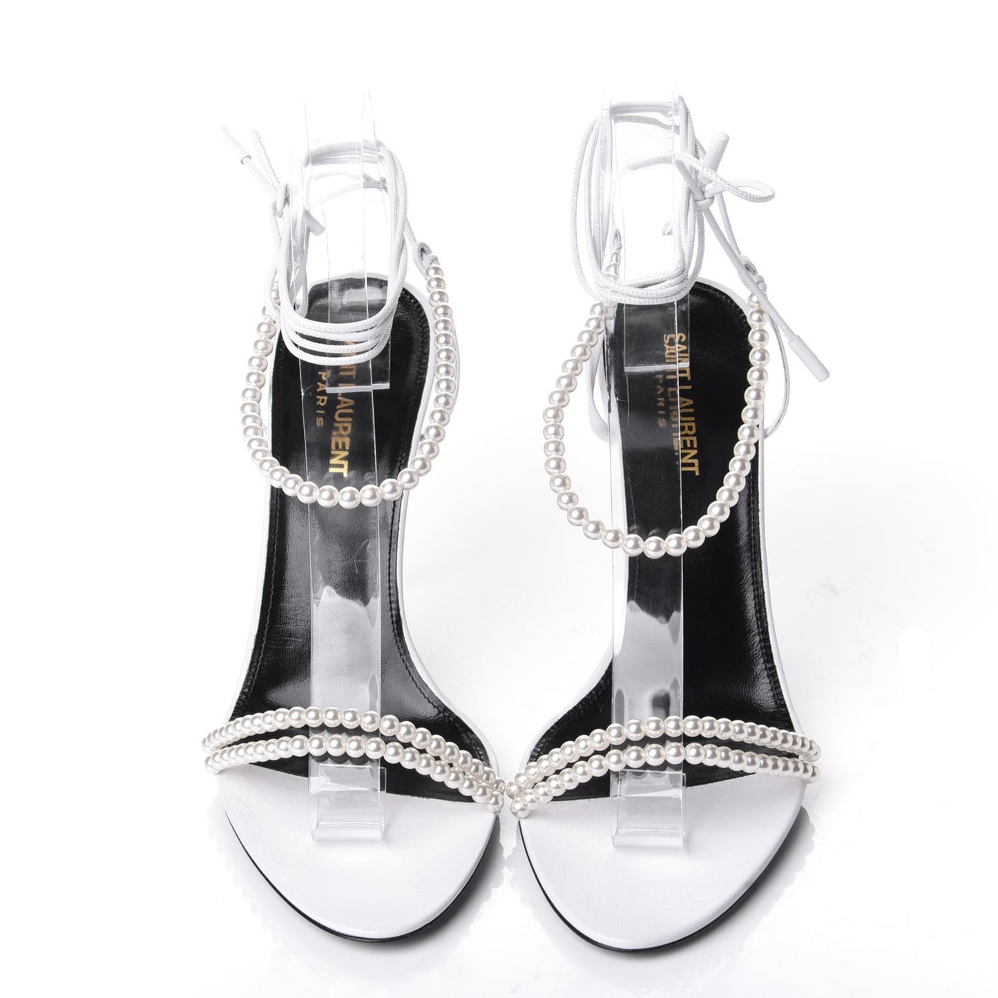 Pearl Embellished Wrap Pumps 39 White