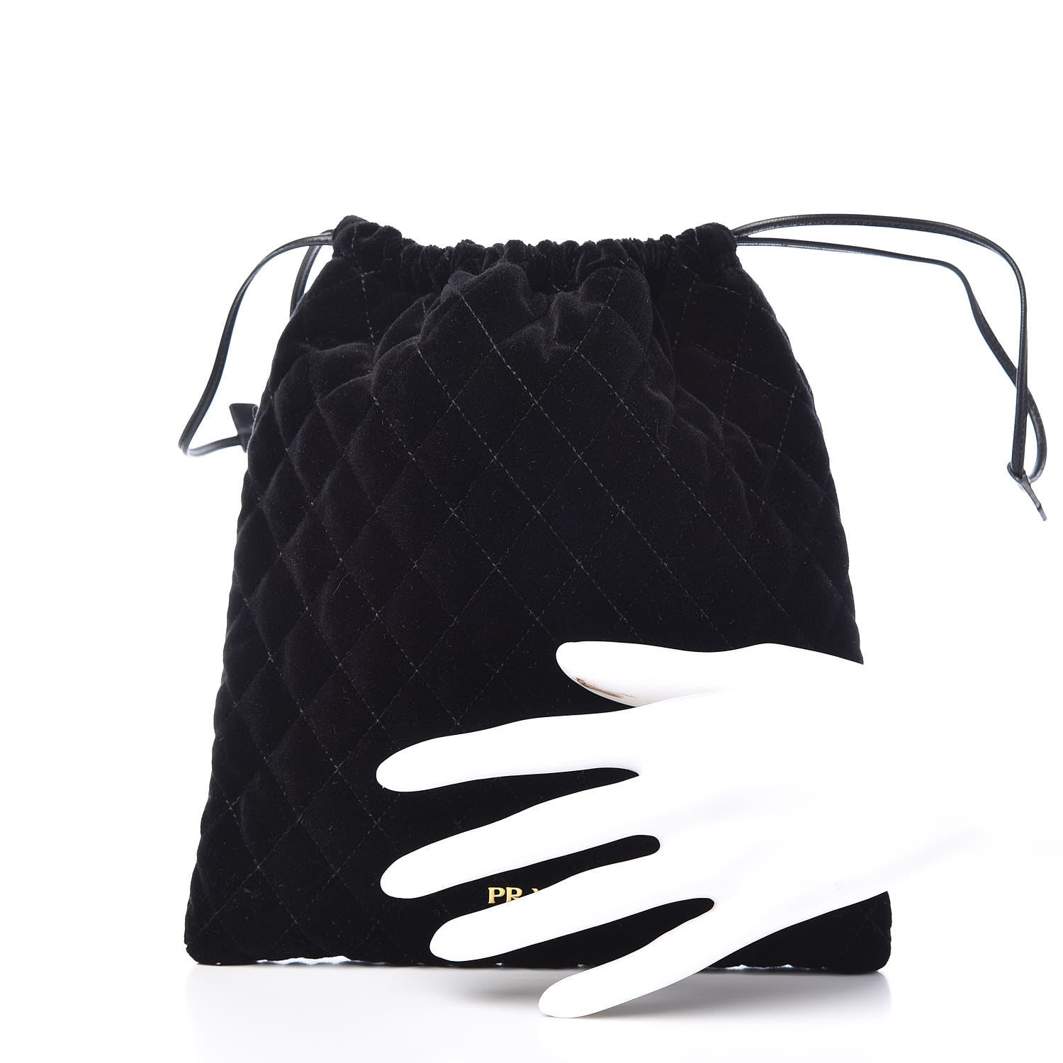 Prada Velluto Impuntu Draw String Pouch Black 2 of 10