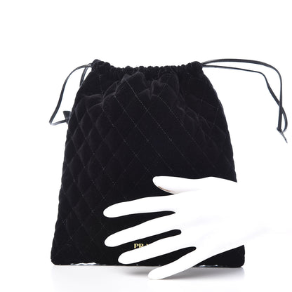 Prada Velluto Impuntu Draw String Pouch Black 2 of 10