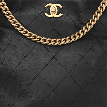 Chanel Calfskin Stitched Large Button Up Hobo Black 9 of 11