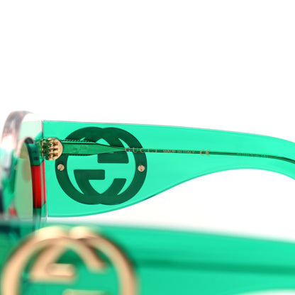Gucci Acetate Round Frame Sunglasses GG0177S Green Red 5 of 8