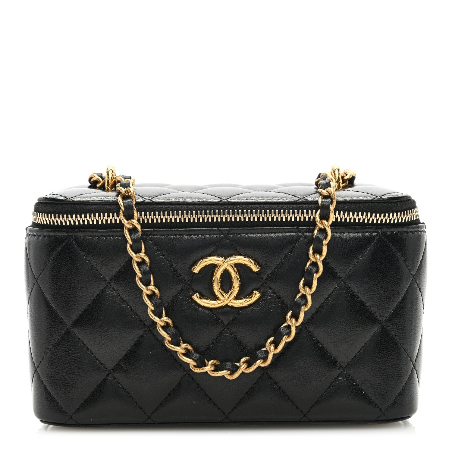 Chanel Lambskin Quilted Small CC Dynasty Vanity Case With Chain Black 1 of 10