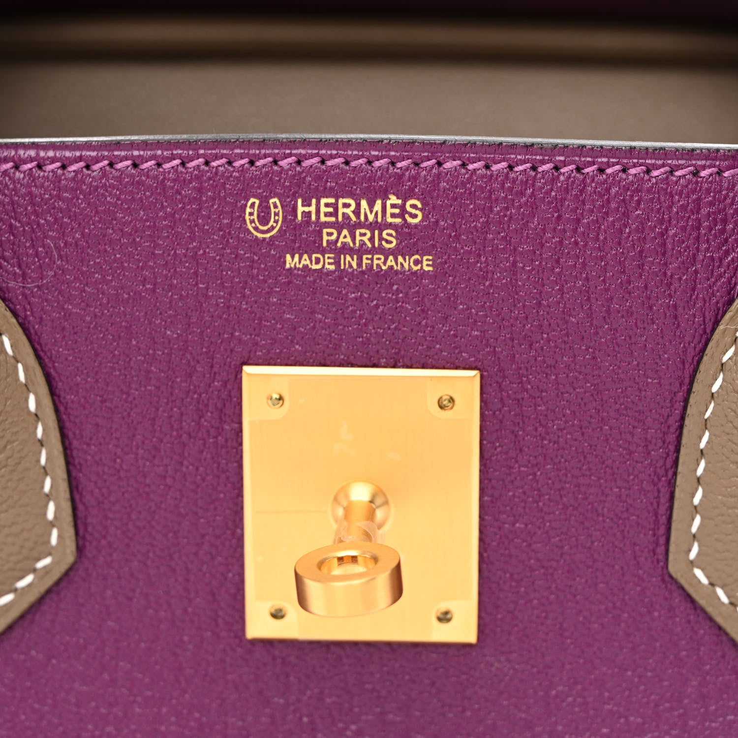 Hermes Chevre Mysore Bi-Color Horseshoe Birkin 30 Anemone Etoupe 6 of 11
