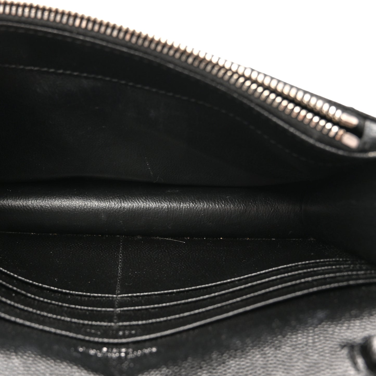 Grain De Poudre Matelasse Chevron Monogram Envelope Chain Wallet Black