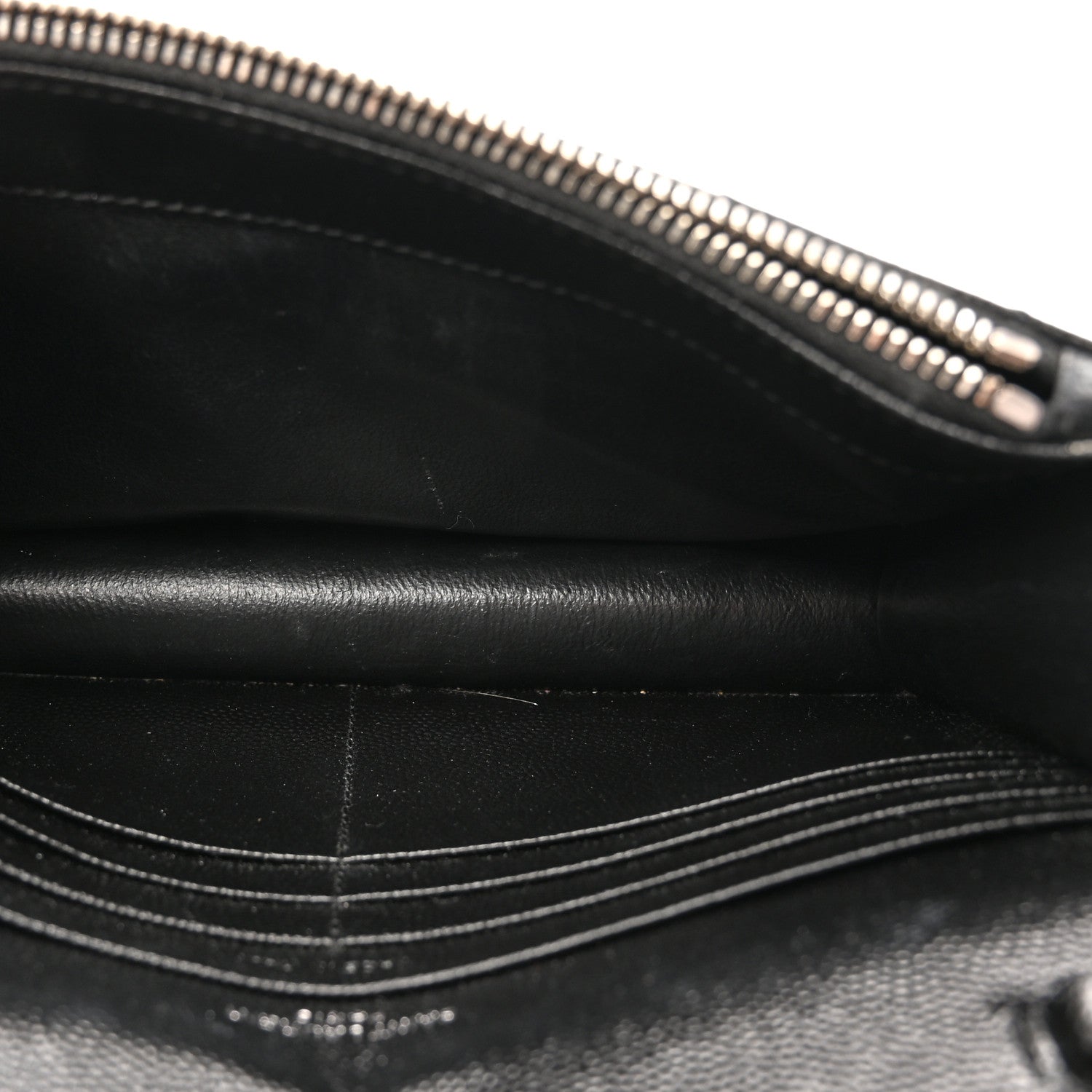 Saint Laurent Grain De Poudre Matelasse Chevron Monogram Envelope Chain Wallet Black 5 of 16