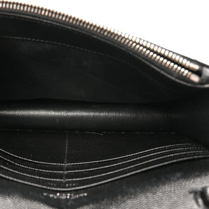 Saint Laurent Grain De Poudre Matelasse Chevron Monogram Envelope Chain Wallet Black 5 of 16