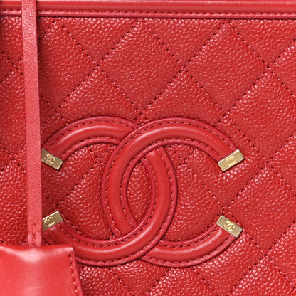Chanel Caviar Quilted Medium CC Filigree Vanity Case Dark Red 8 of 11