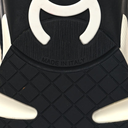 Chanel Calfskin CC Sneakers 38.5 Navy Blue White Light Burgundy 7 of 9