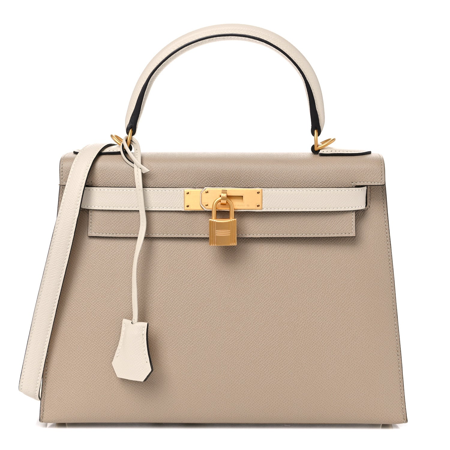 Hermes Epsom Bi-Color Horseshoe Kelly Sellier 28 Trench Craie 1 of 13