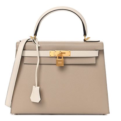 Hermes Epsom Bi-Color Horseshoe Kelly Sellier 28 Trench Craie 1 of 13