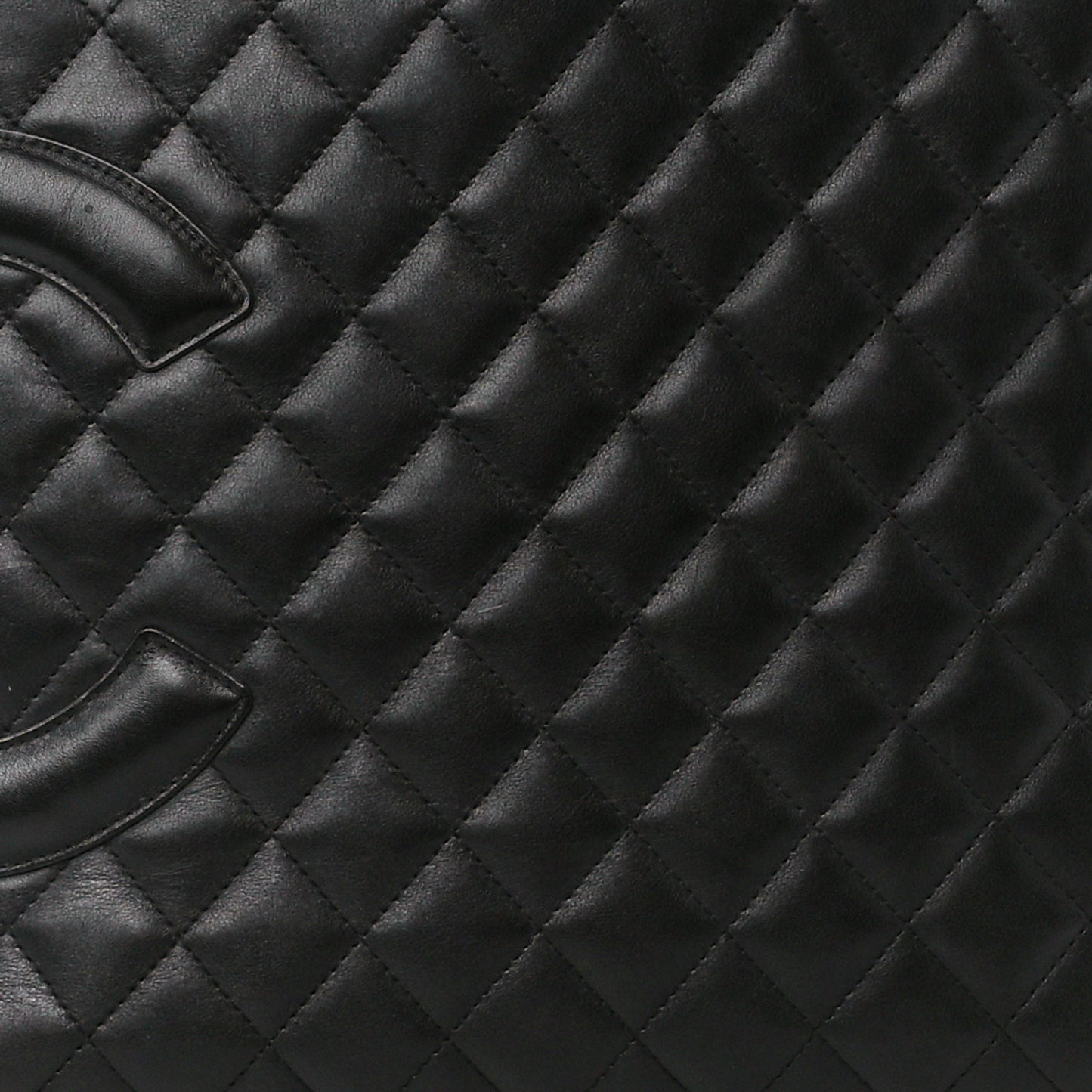Calfskin Quilted Large Cambon Tote Black