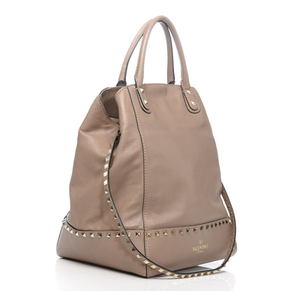 Valentino Garavani Calfskin Rockstud New Dome Bucket Tote Poudre 3 of 13