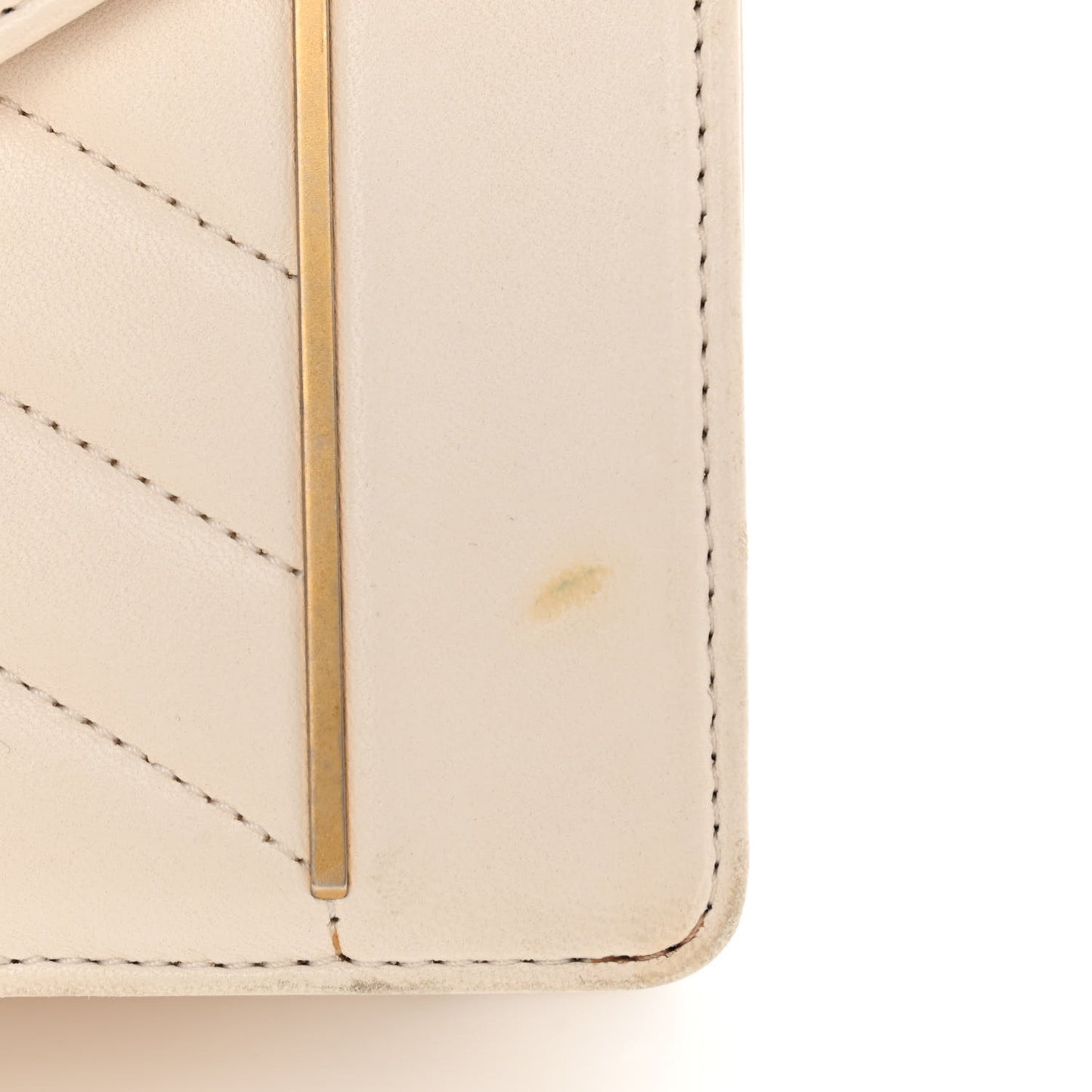 Lambskin Reversed Chevron Quilted Flap White