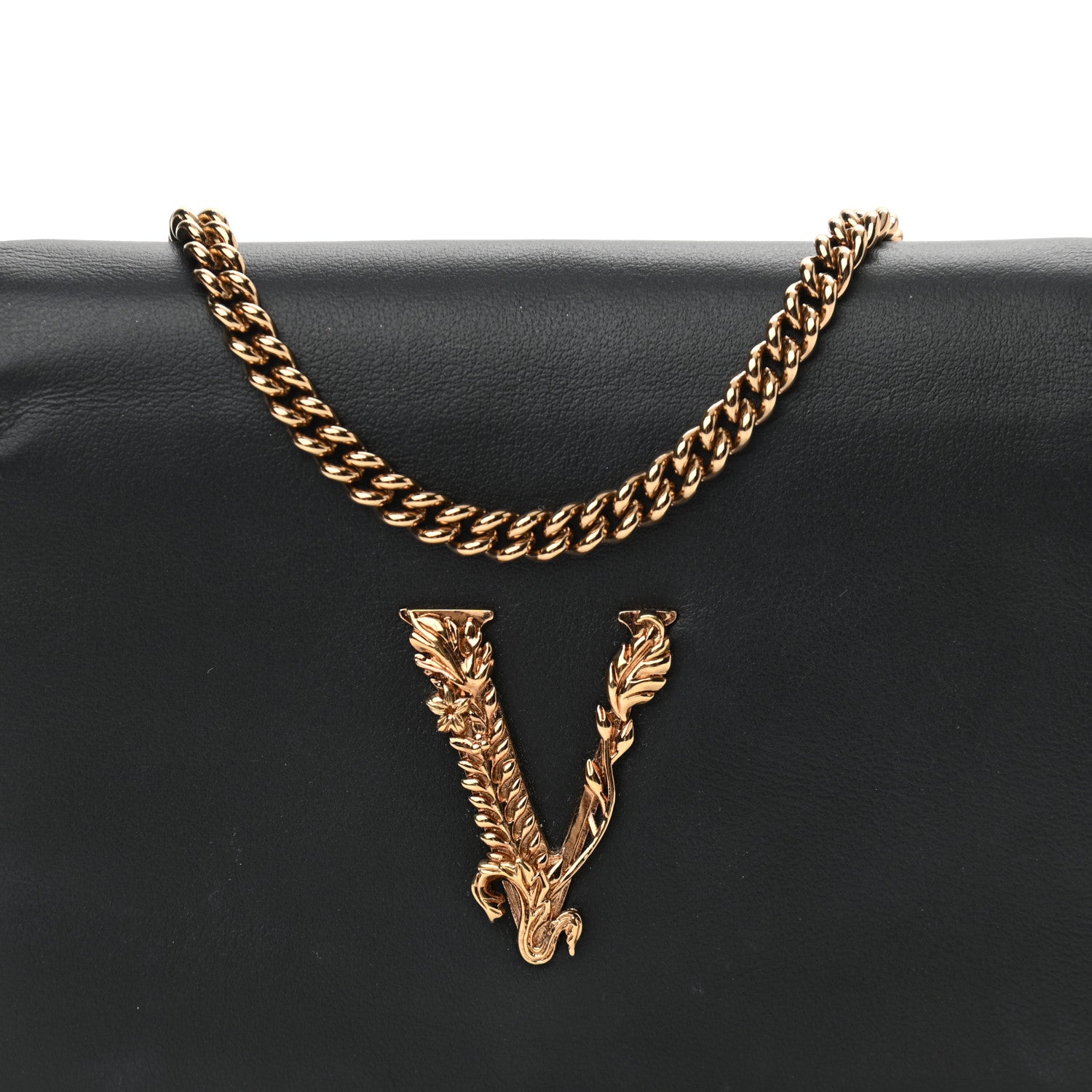 Versace Vitello Mini Virtus Chain Clutch Black 7 of 10
