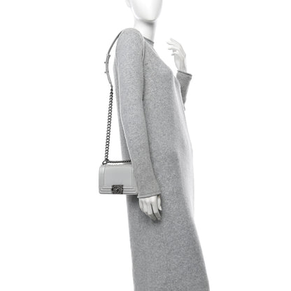 Chanel Iridescent Glazed Calfskin Small Boy Flap Silver 2 of 11