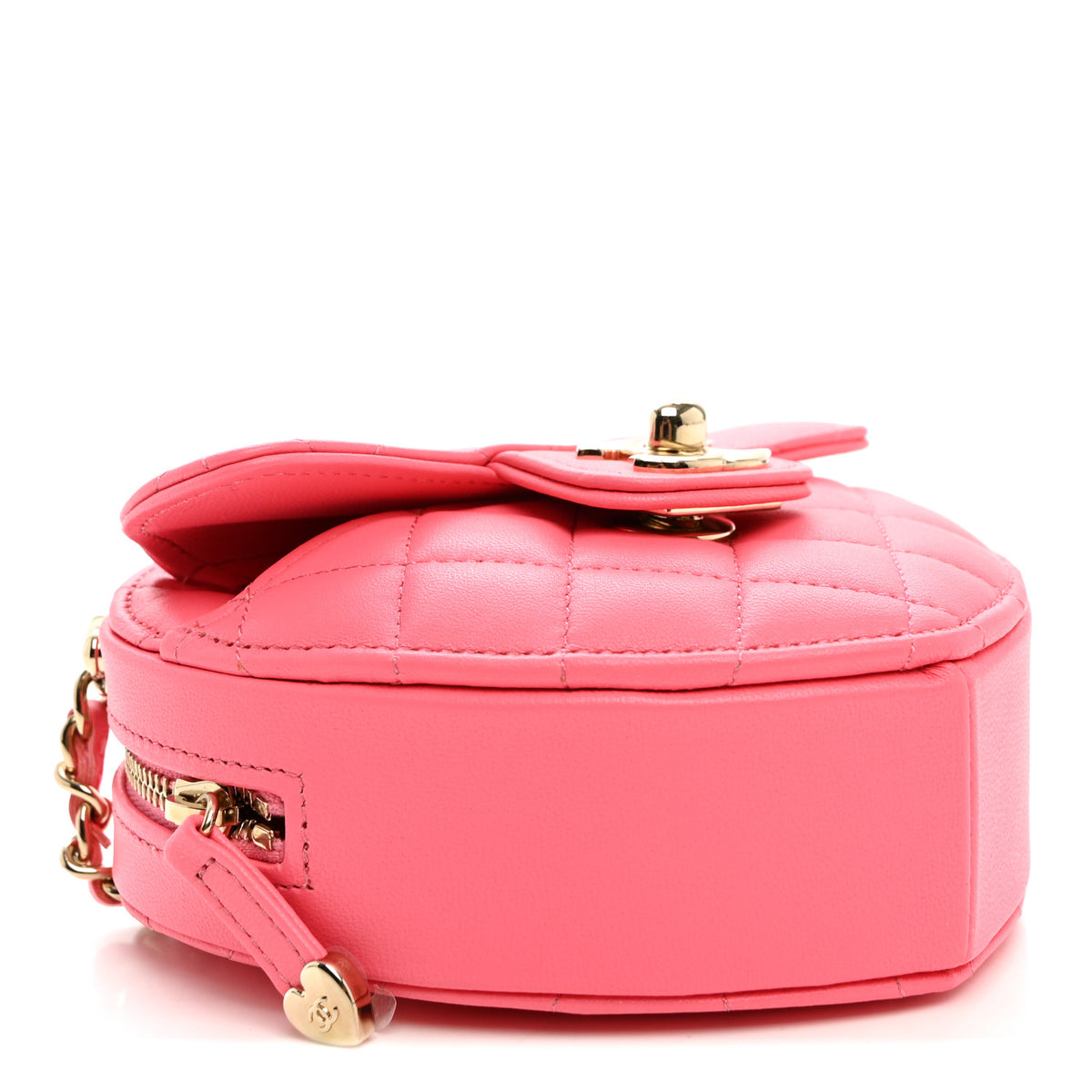 Chanel Lambskin Quilted CC In Love Heart Clutch With Chain Pink 4 of 11