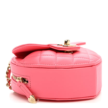 Chanel Lambskin Quilted CC In Love Heart Clutch With Chain Pink 4 of 11