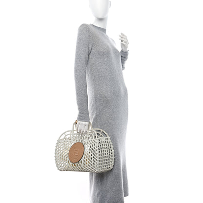 Fendi Recycled Plastic Vitello Liberty Matte Medium Fendi Basket White Ice Miele Scuro 2 of 13