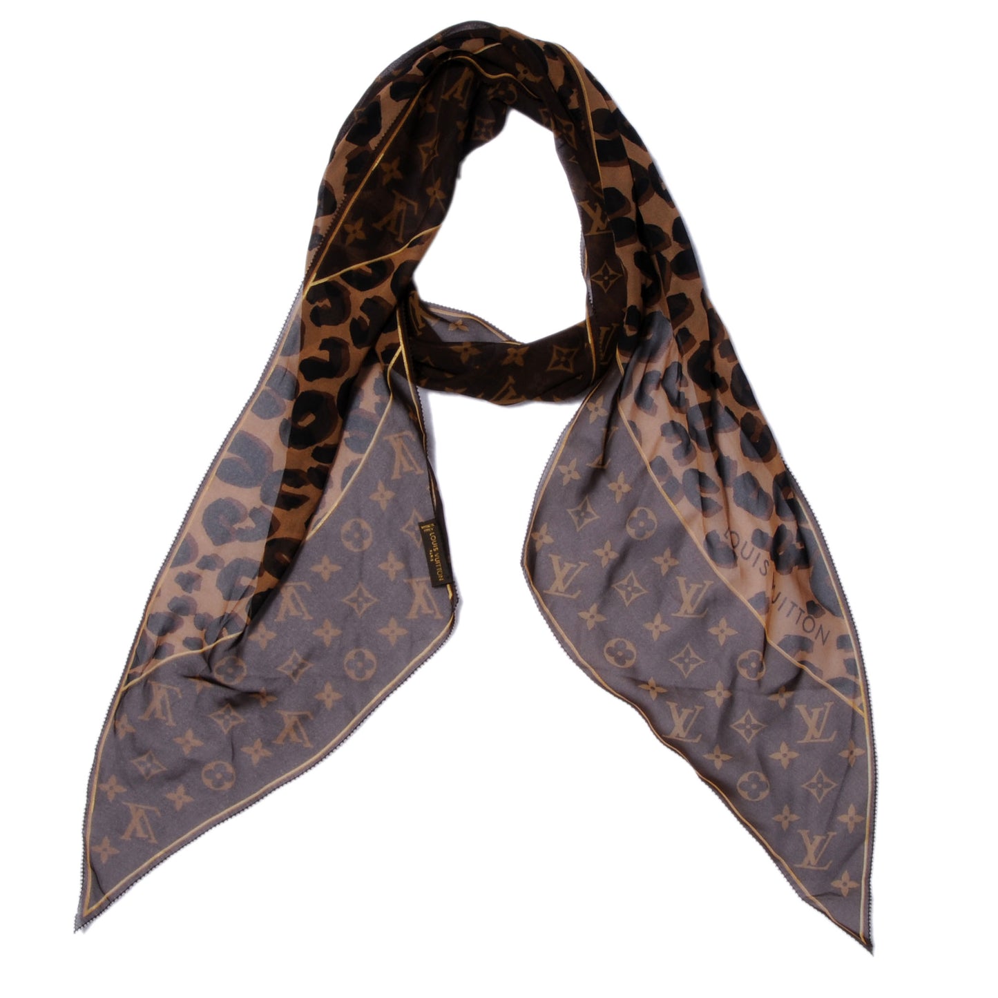 Silk Leopard and Monogram Scarf