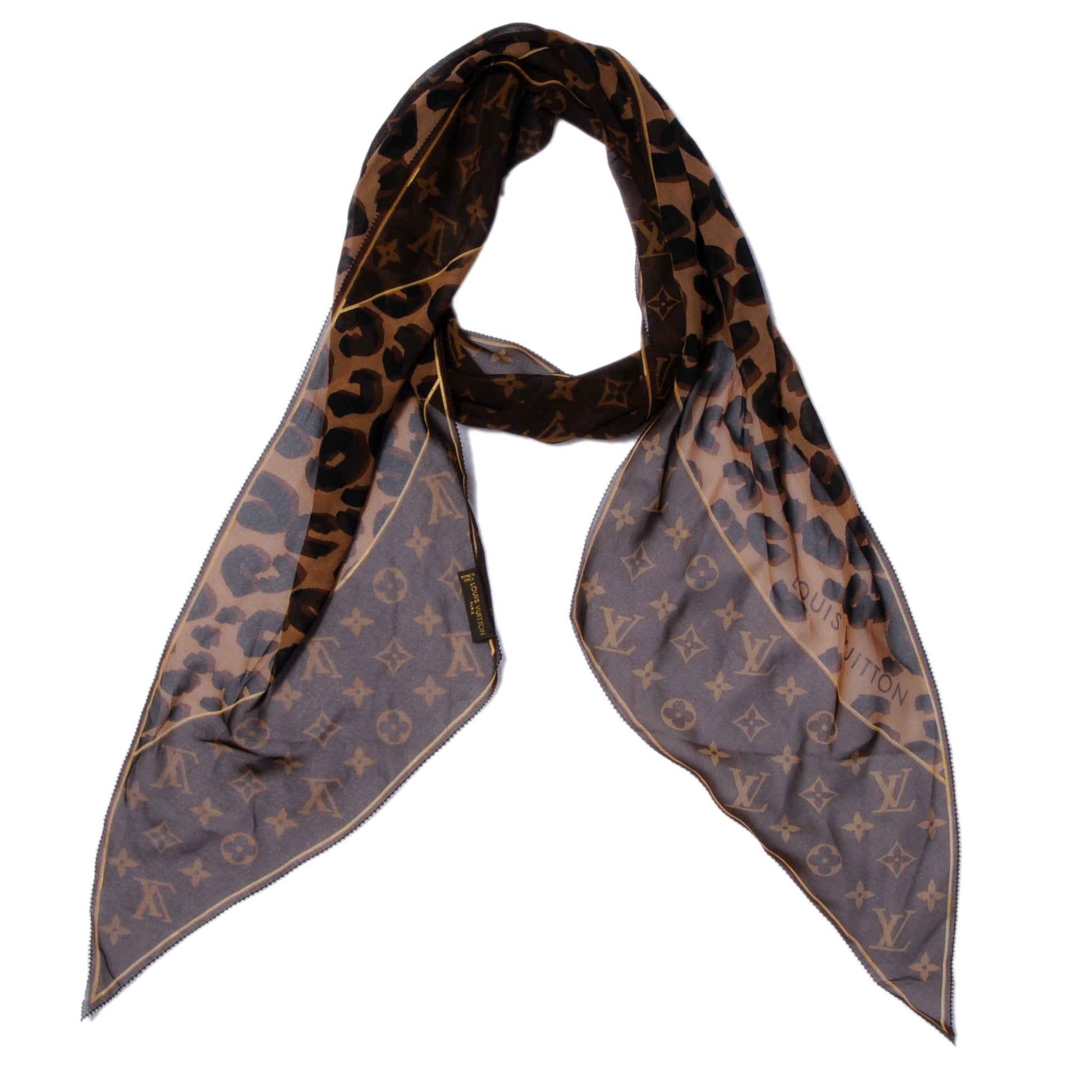 Louis Vuitton Silk Leopard and Monogram Scarf 1 of 5