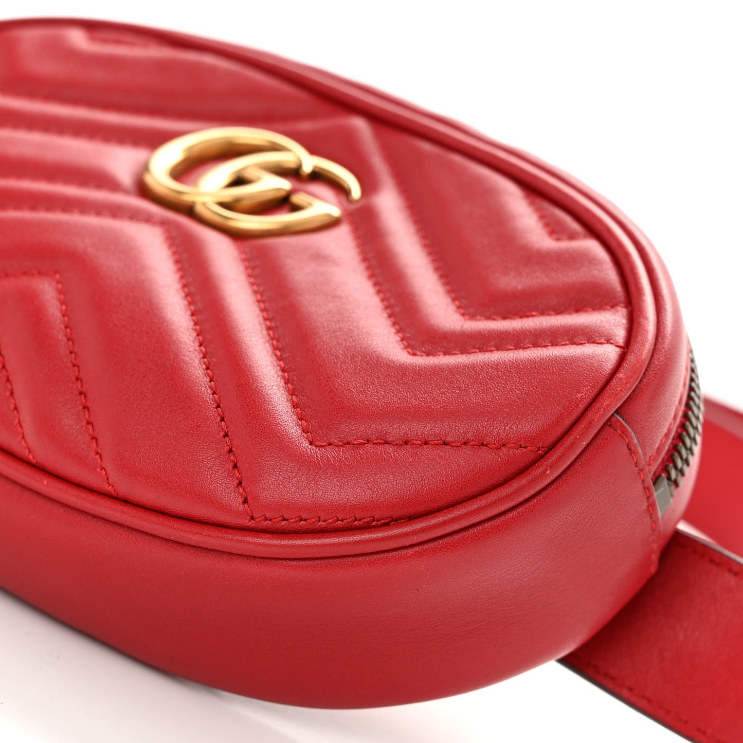 Calfskin Matelasse GG Marmont Belt Bag 95 38 Hibiscus Red