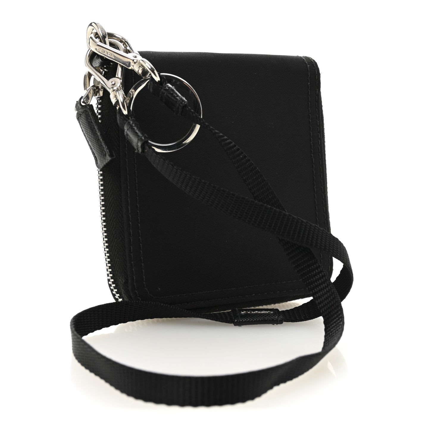 Tessuto Nylon Zip Around Wallet On Strap Black