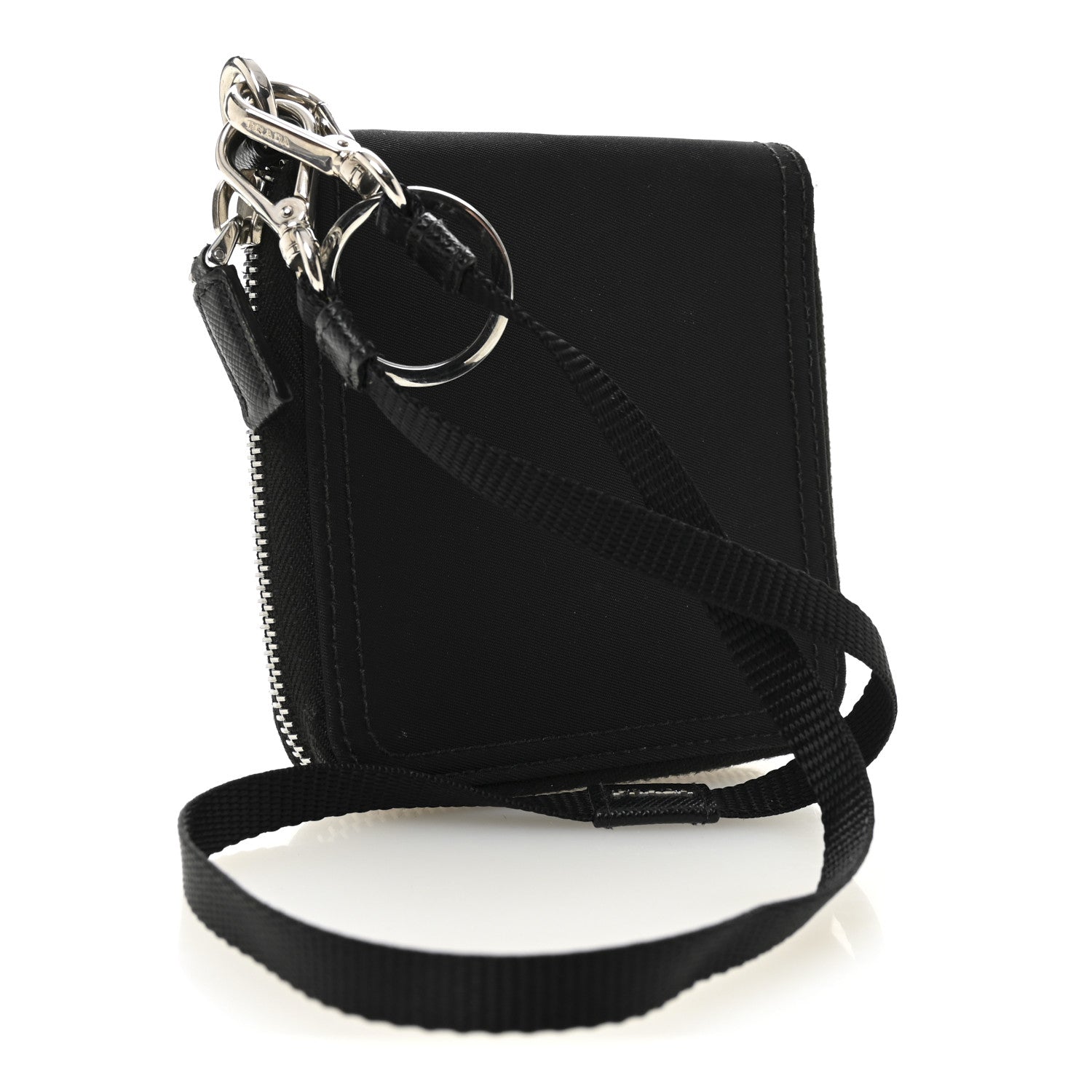 Prada Tessuto Nylon Zip Around Wallet On Strap Black 3 of 7