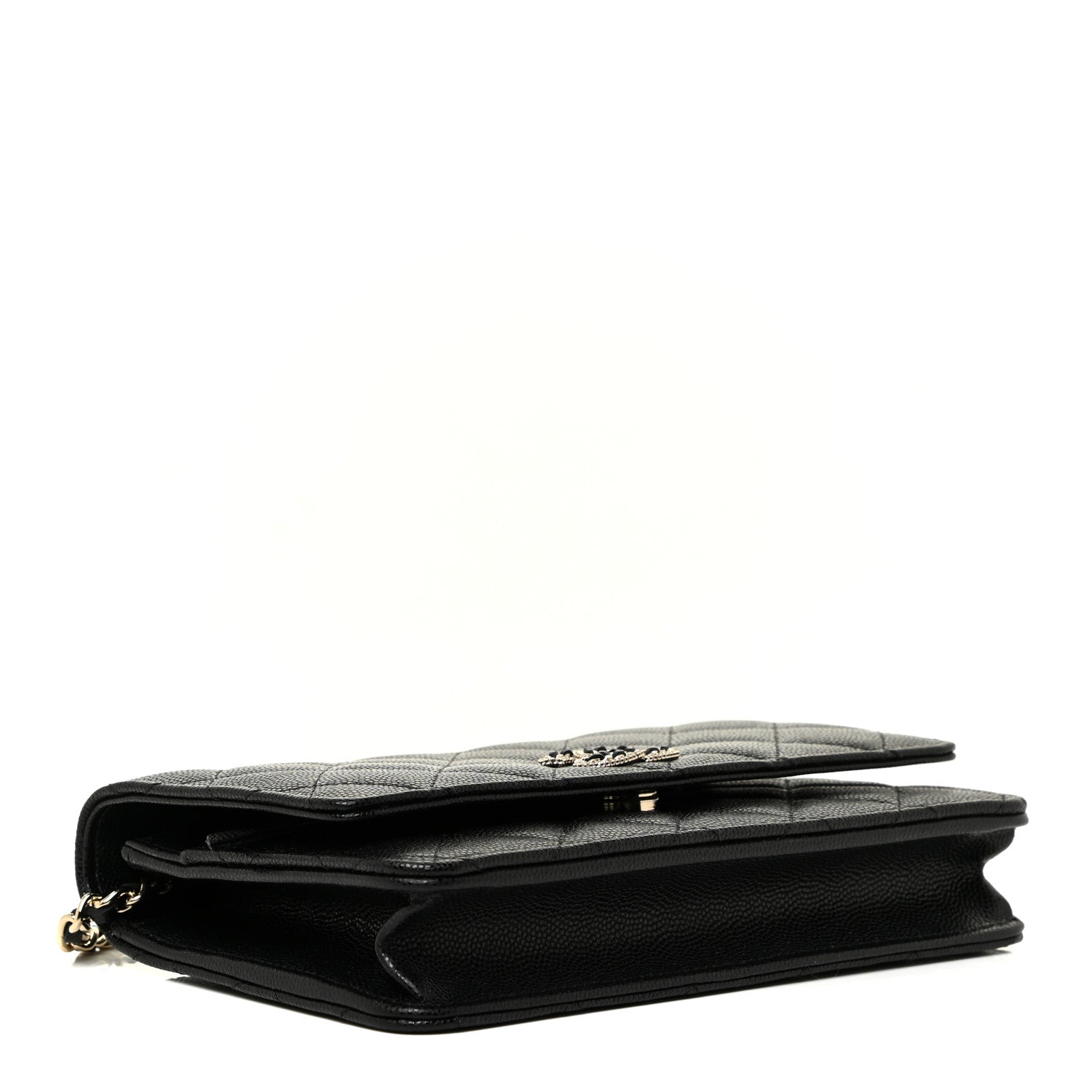 Chanel Caviar Quilted Crystal CC Wallet On Chain WOC Black 3 of 12