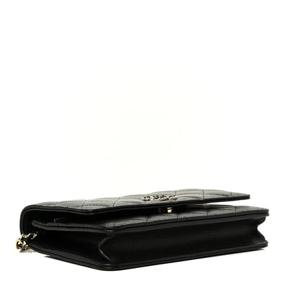 Chanel Caviar Quilted Crystal CC Wallet On Chain WOC Black 3 of 12