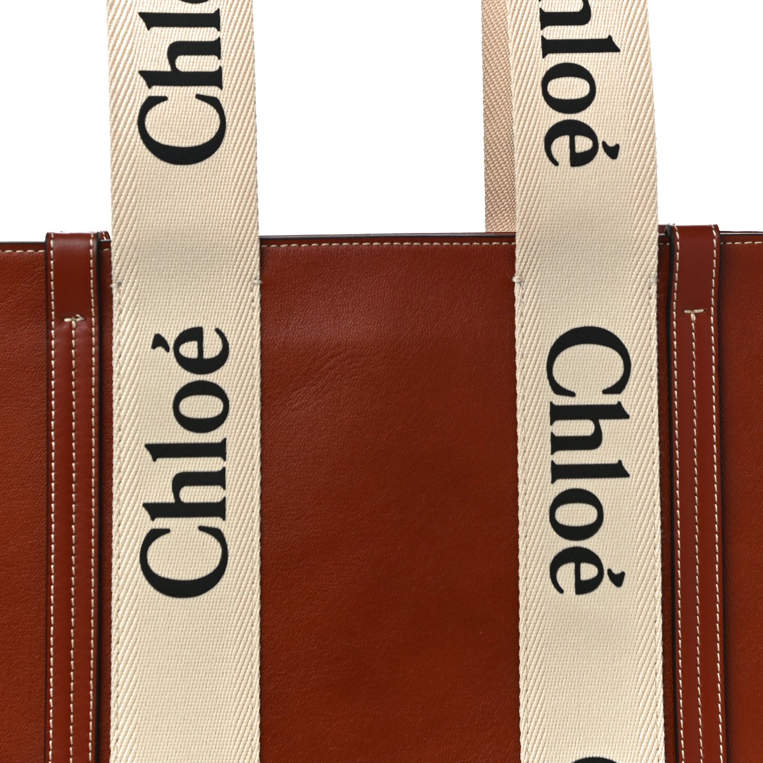Chloe Calfskin Medium Woody Ribbon Tote Sepia Brown 9 of 11