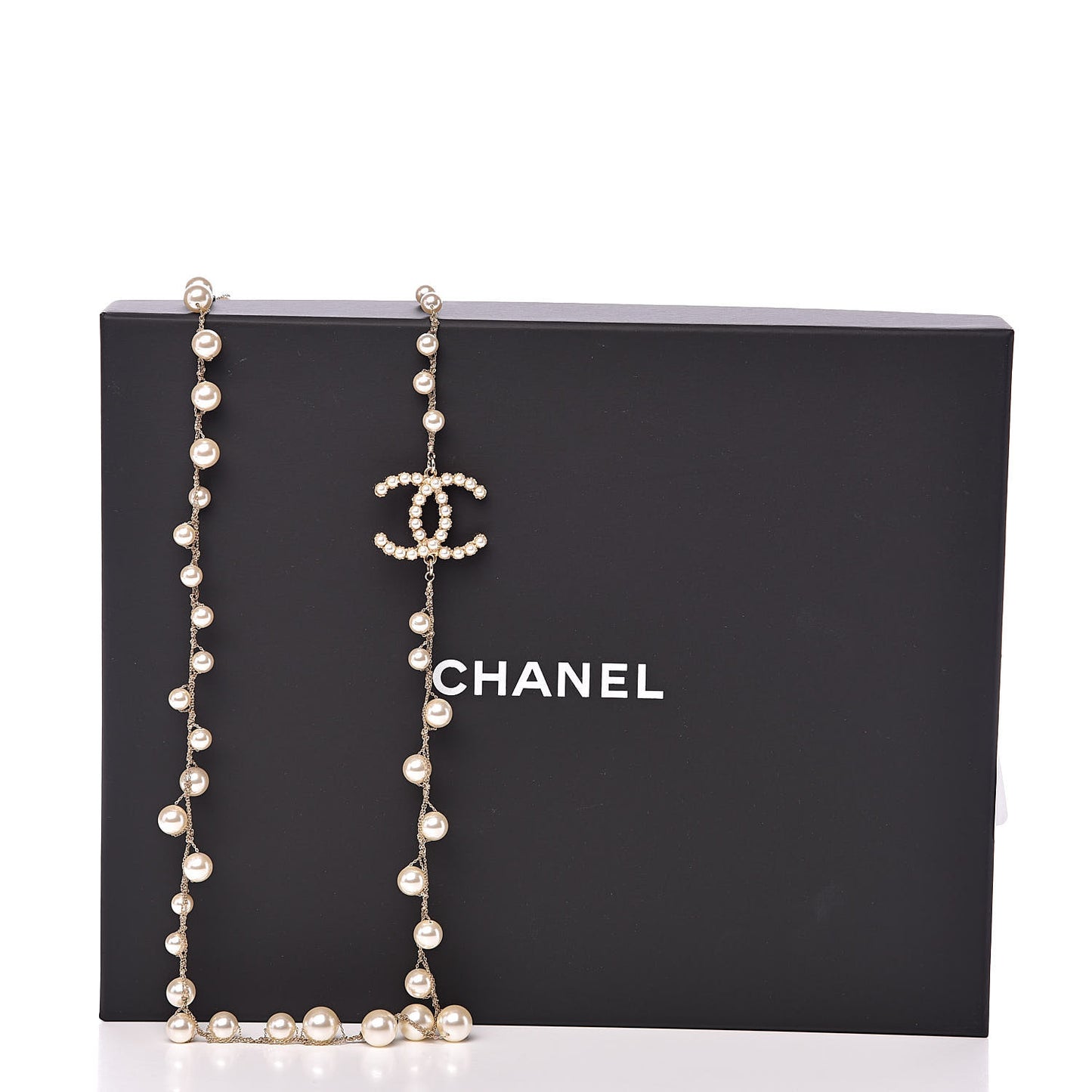 Pearl CC Long Necklace Gold