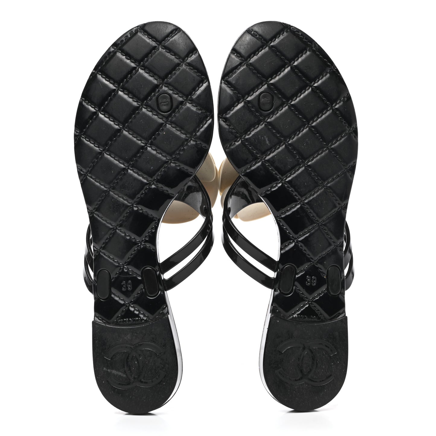 Jelly Camellia Thong Sandals 39 Black Ivory